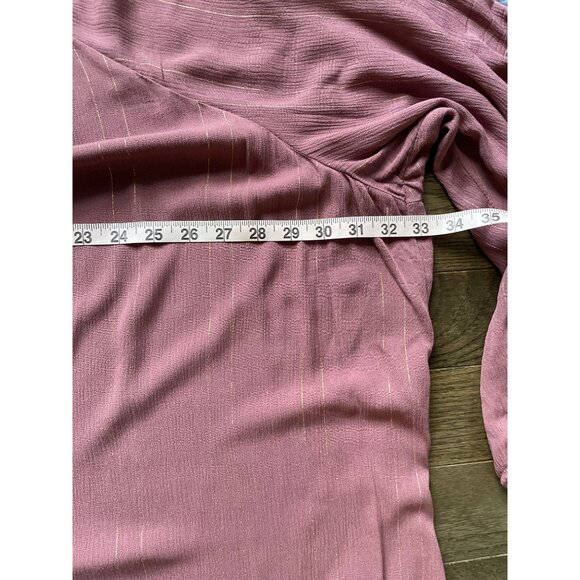 Torrid Blouse Womens Plus Size 5 Mauve Button-Front Ruffle‎ Neck & Tie Detail - Picture 9 of 10